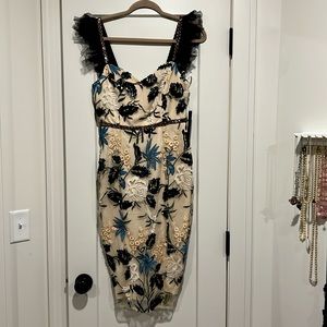 Lulus Show Stopper Cream Embroidered Sequin Bodycon Midi Dress